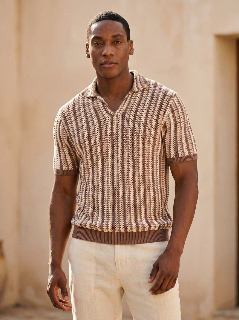 Cocoa Stripe — worn on model