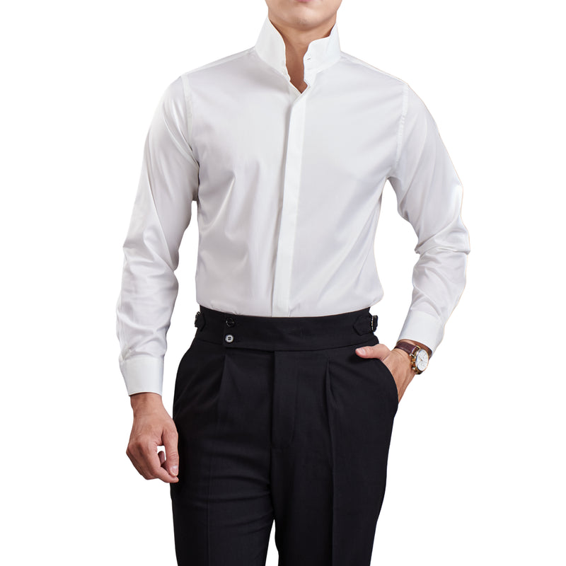 White The Pharos Mandarin Shirt — 0