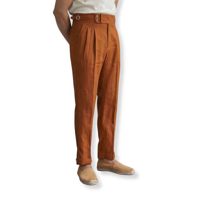 Orange The Esna Linen Side-Tab Trouser — 0