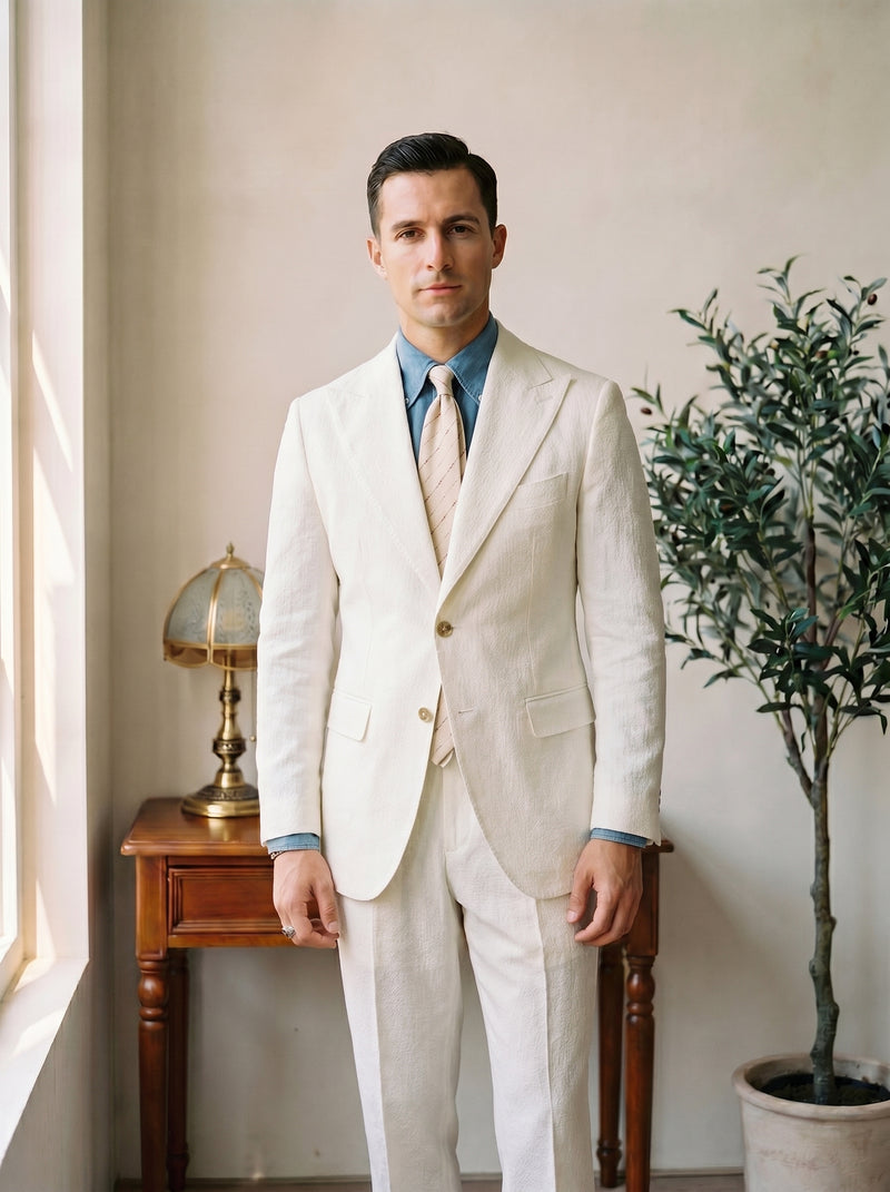 White The Girga Seersucker Blazer — hero