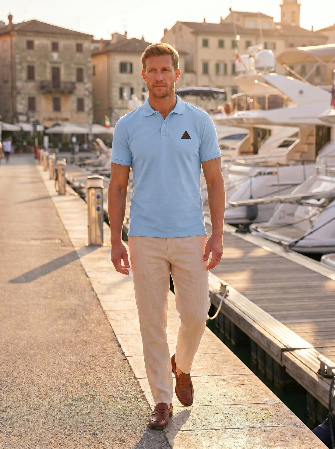 Light Blue Alexandria Polo — street