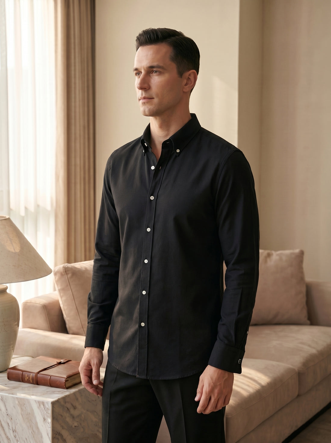 Black The Memphis Oxford Shirt — three-quarter