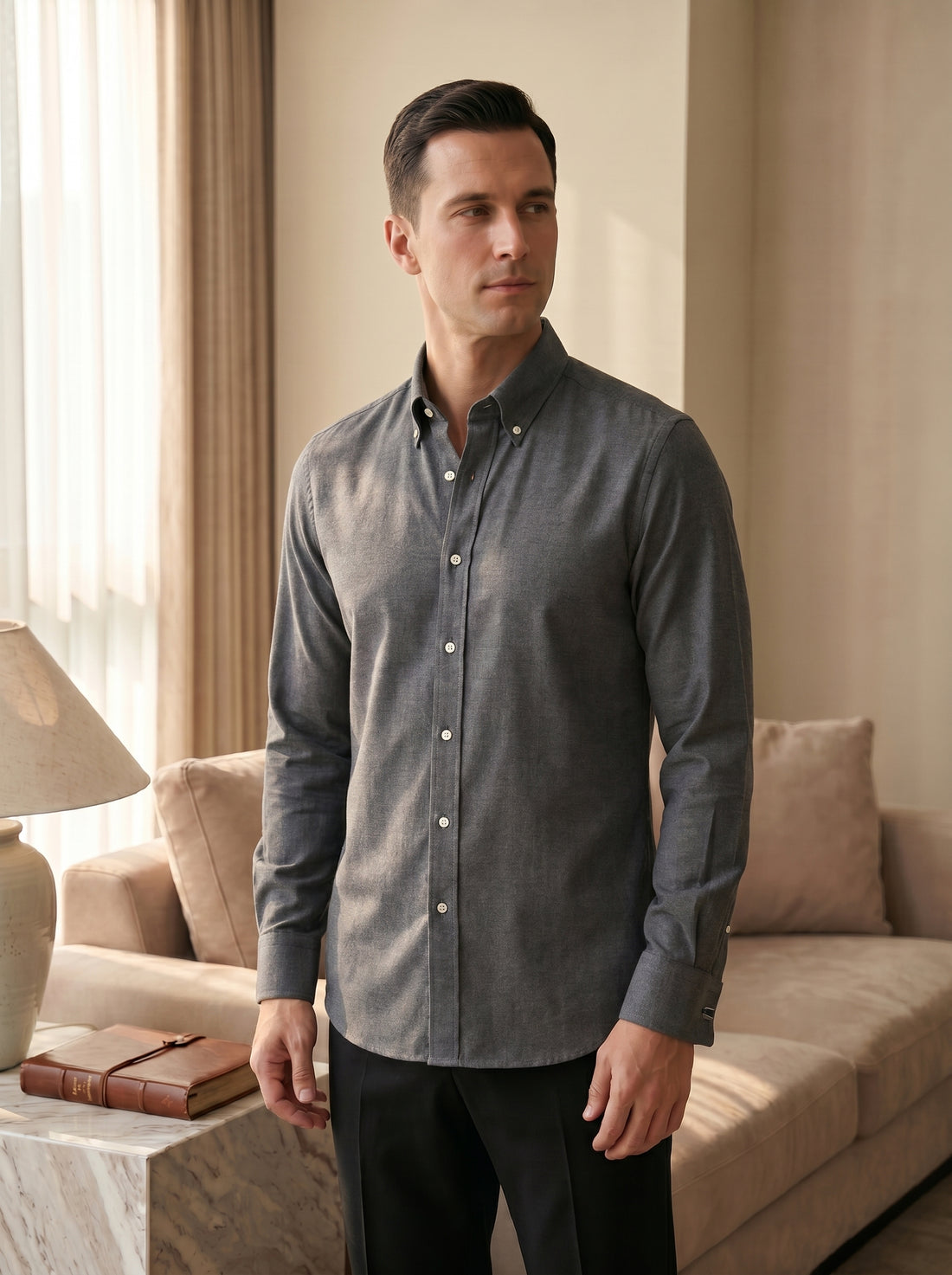 Gray The Memphis Oxford Shirt — three-quarter