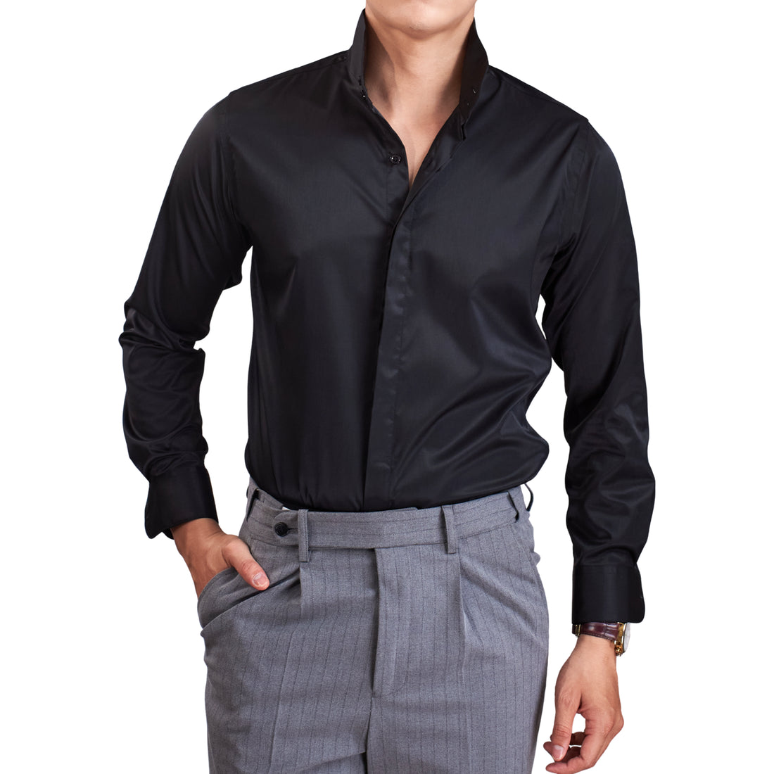 Black The Pharos Mandarin Shirt — 0