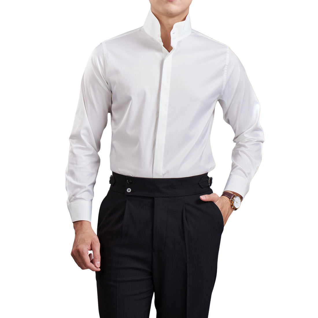 White The Pharos Mandarin Shirt — 0