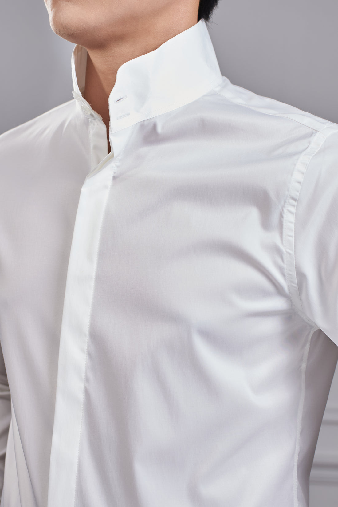 White The Pharos Mandarin Shirt — 2