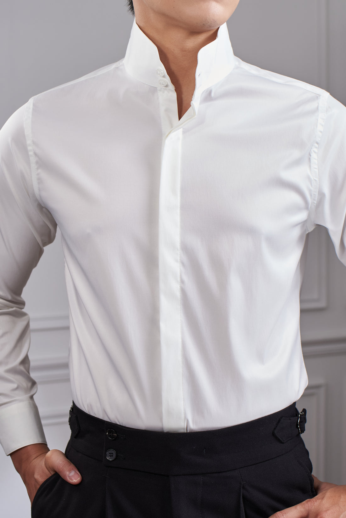 White The Pharos Mandarin Shirt — 3