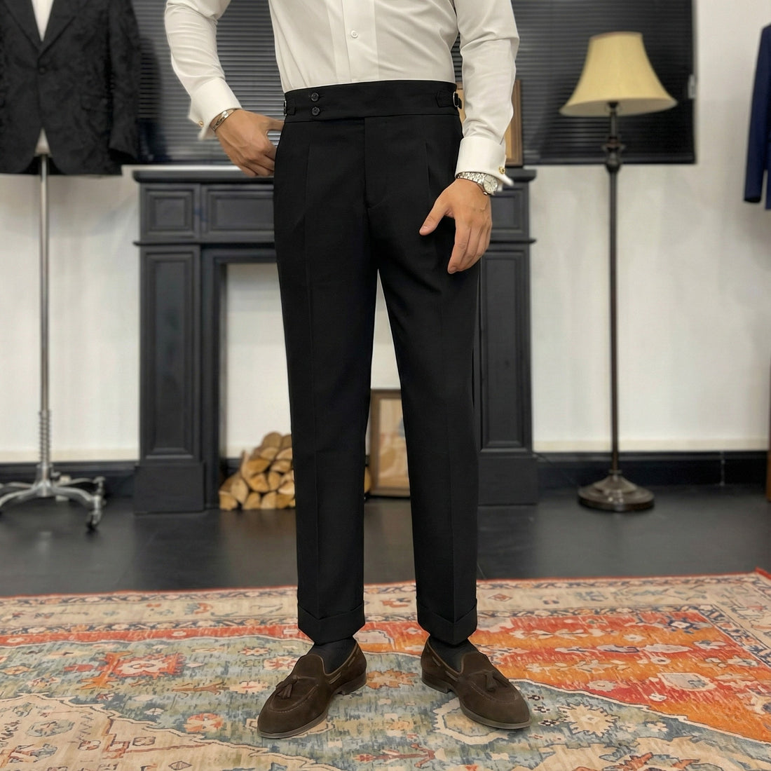 Black The Akhmim Side-Tab Trouser — 2