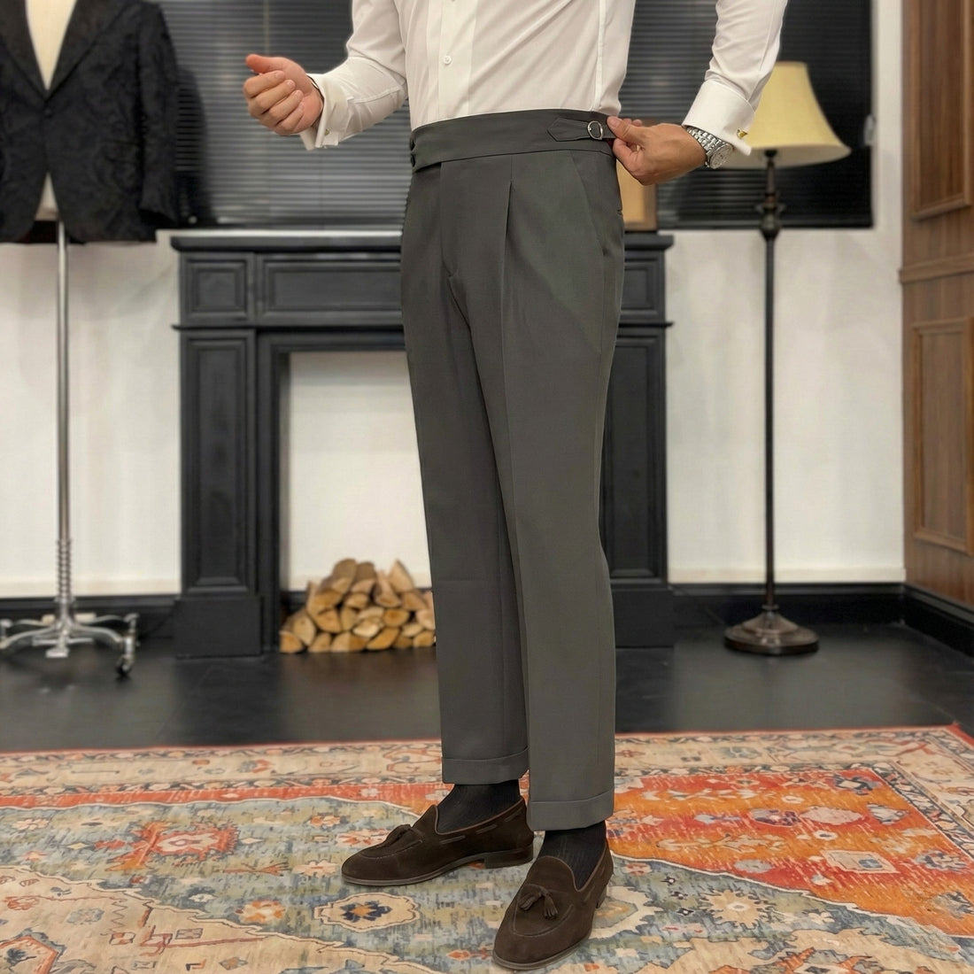 Light Gray The Akhmim Side-Tab Trouser — 1