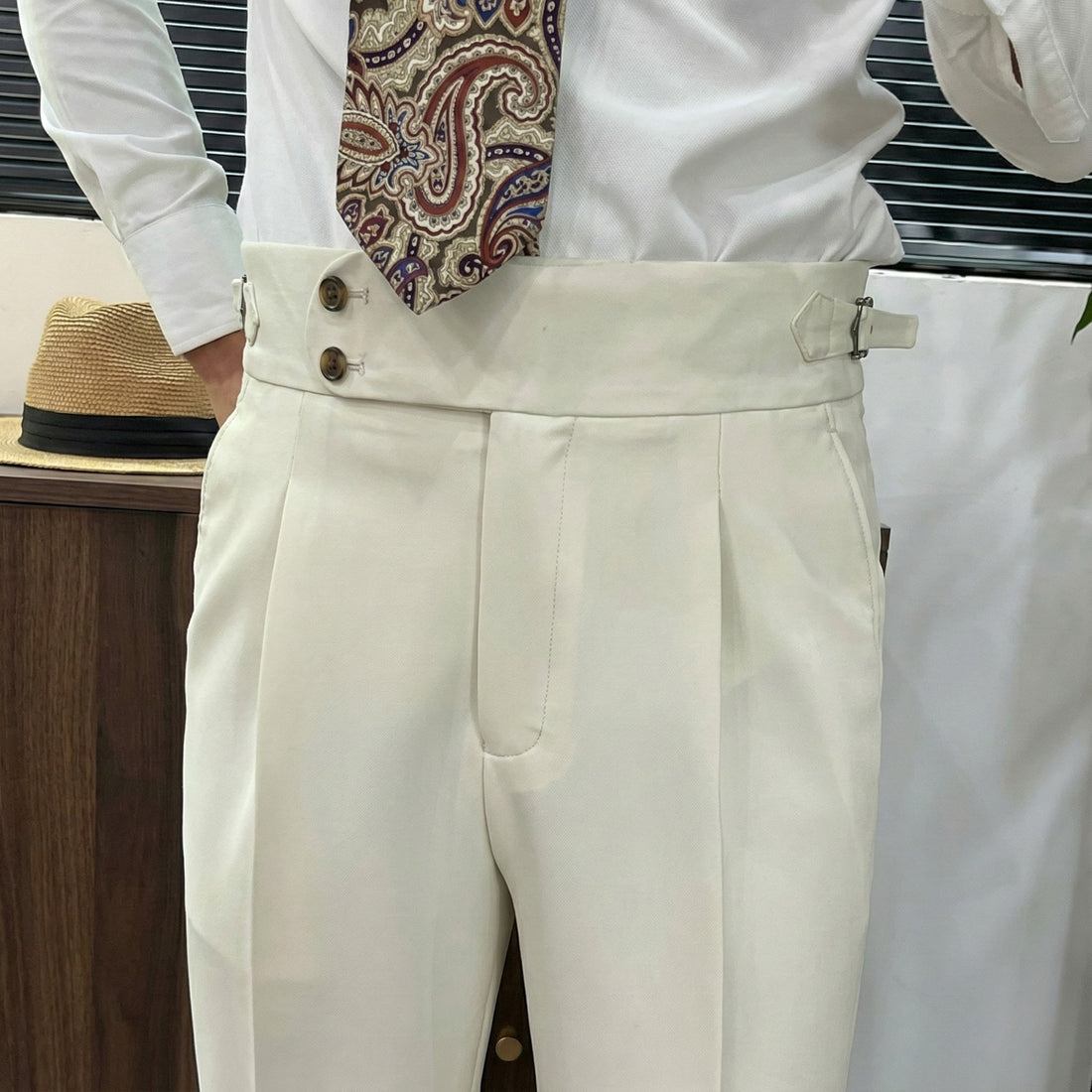 White The Akhmim Side-Tab Trouser — 2
