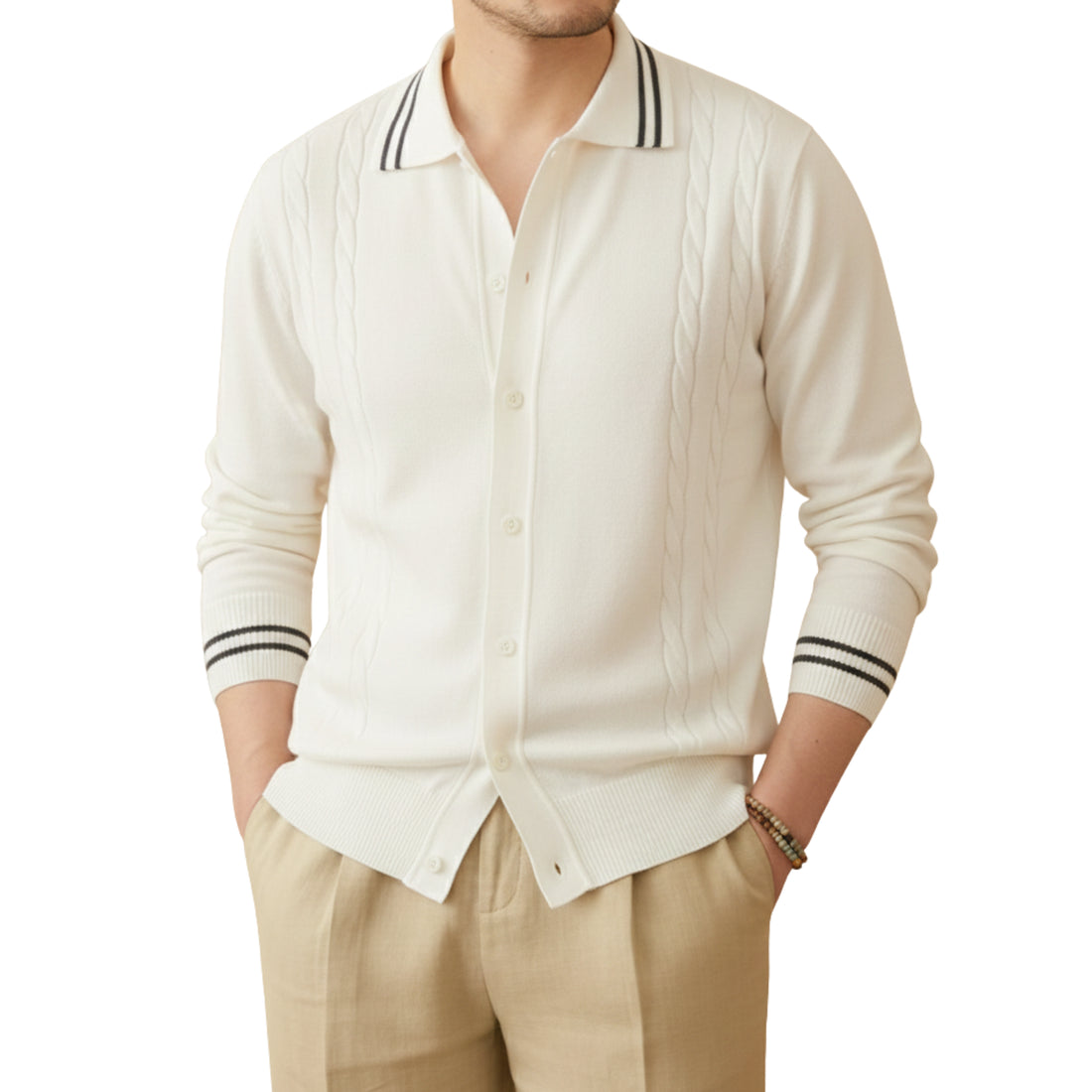White The Avaris Knit Polo — 0