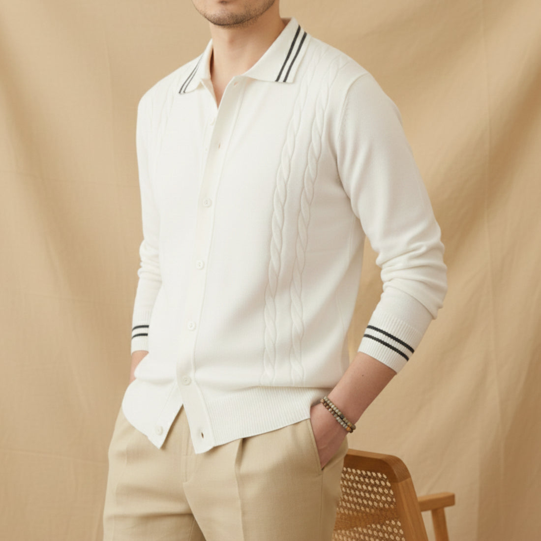 White The Avaris Knit Polo — 1