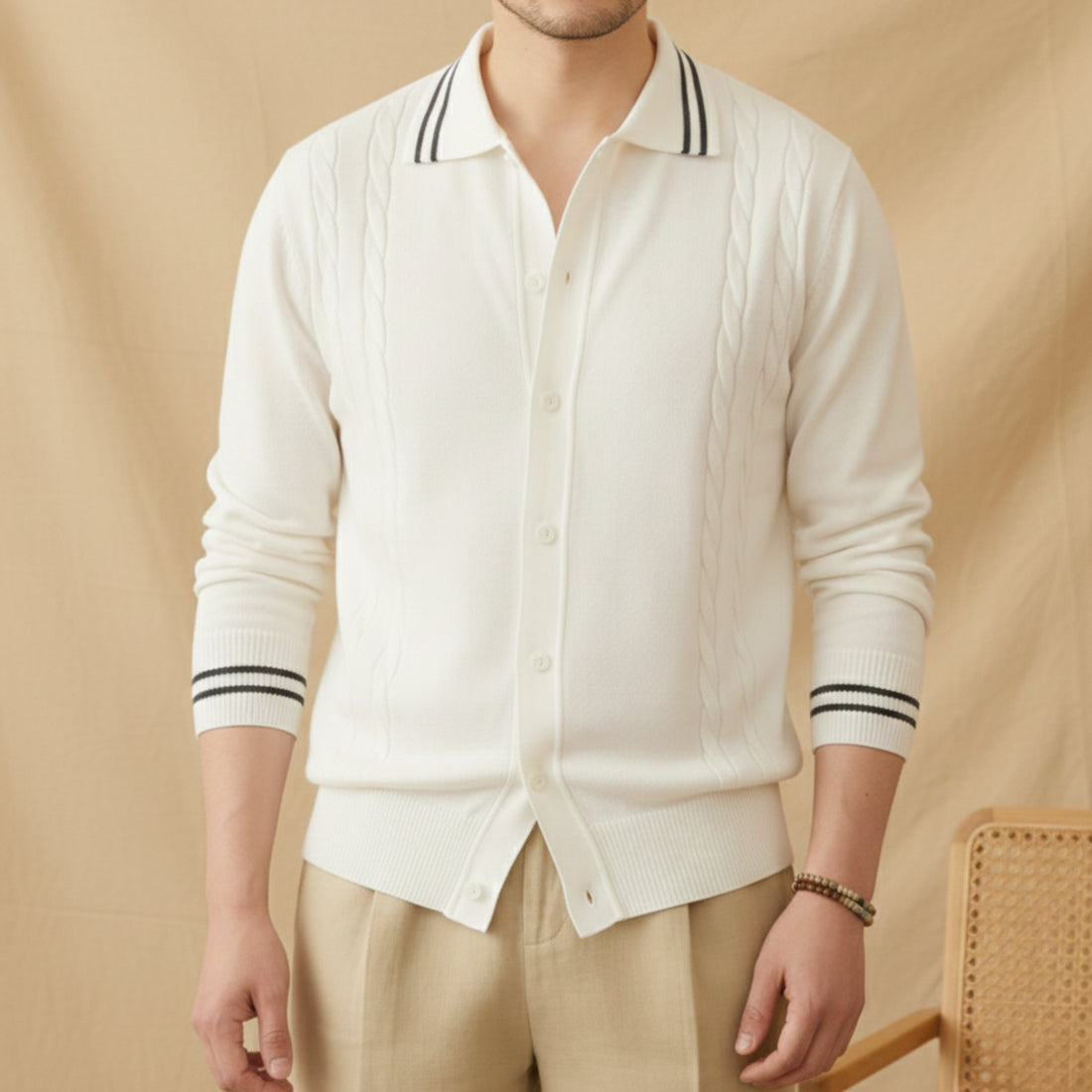 White The Avaris Knit Polo — 3