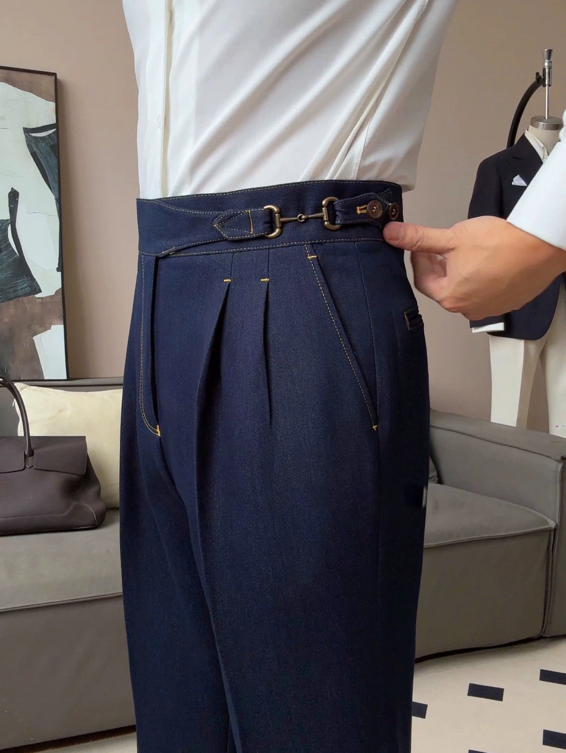 Navy The Dakhla Denim Gurkha Trouser — 1