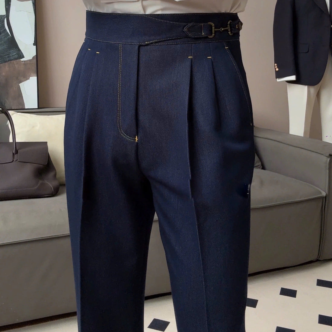 Navy The Dakhla Denim Gurkha Trouser — 2