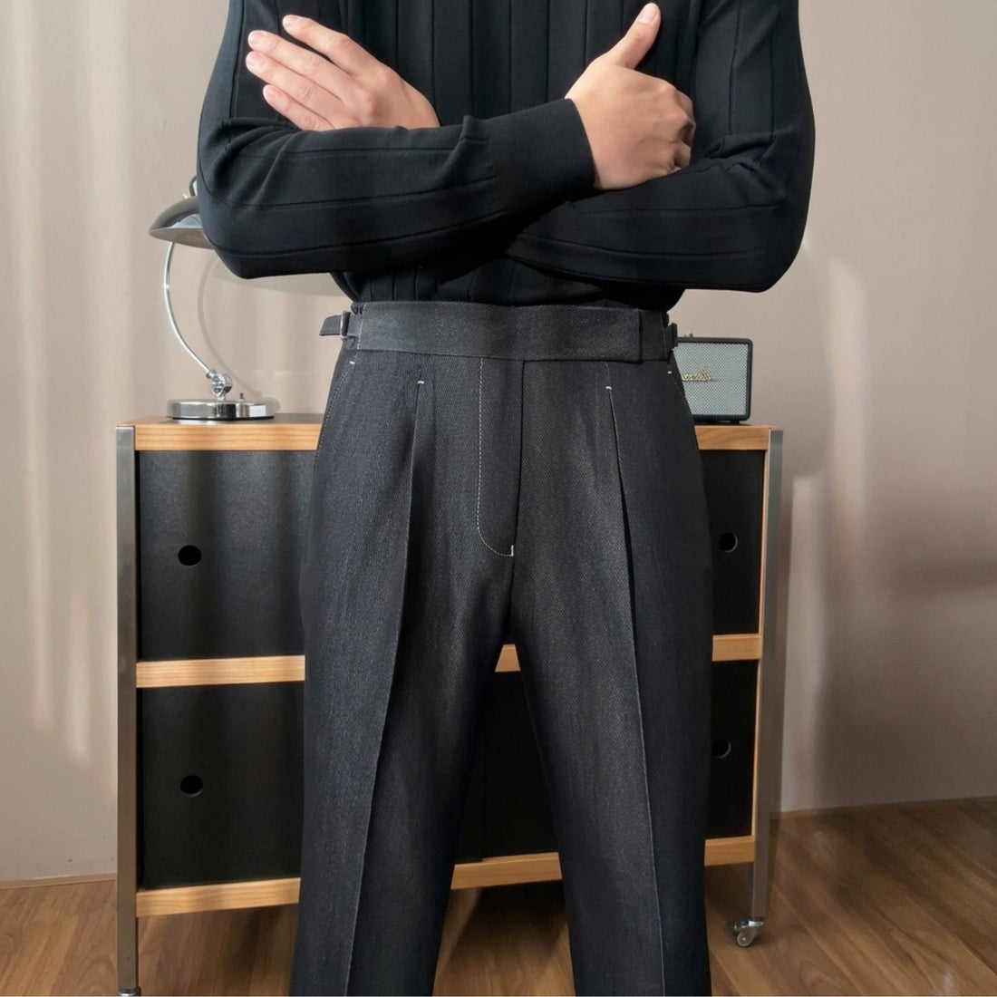 Black The Edfu Side-Tab Trouser — 2