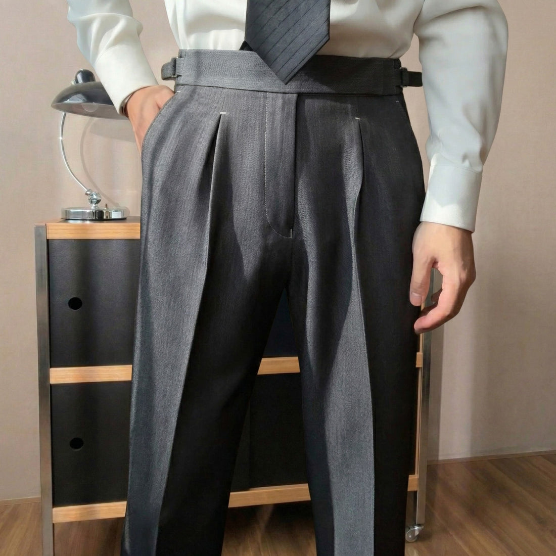 Grey The Edfu Side-Tab Trouser — 0