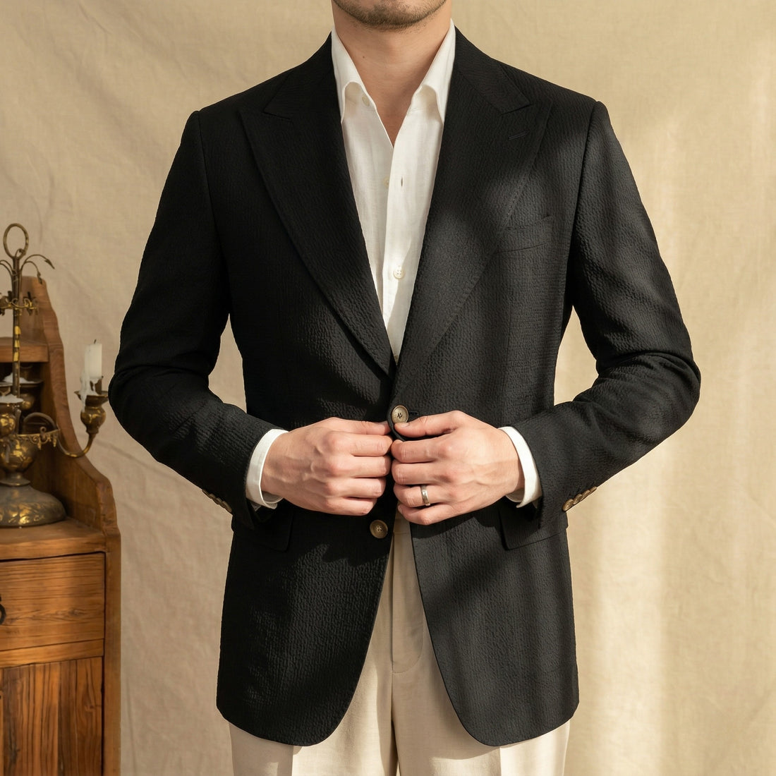 Black The Girga Seersucker Blazer — 2