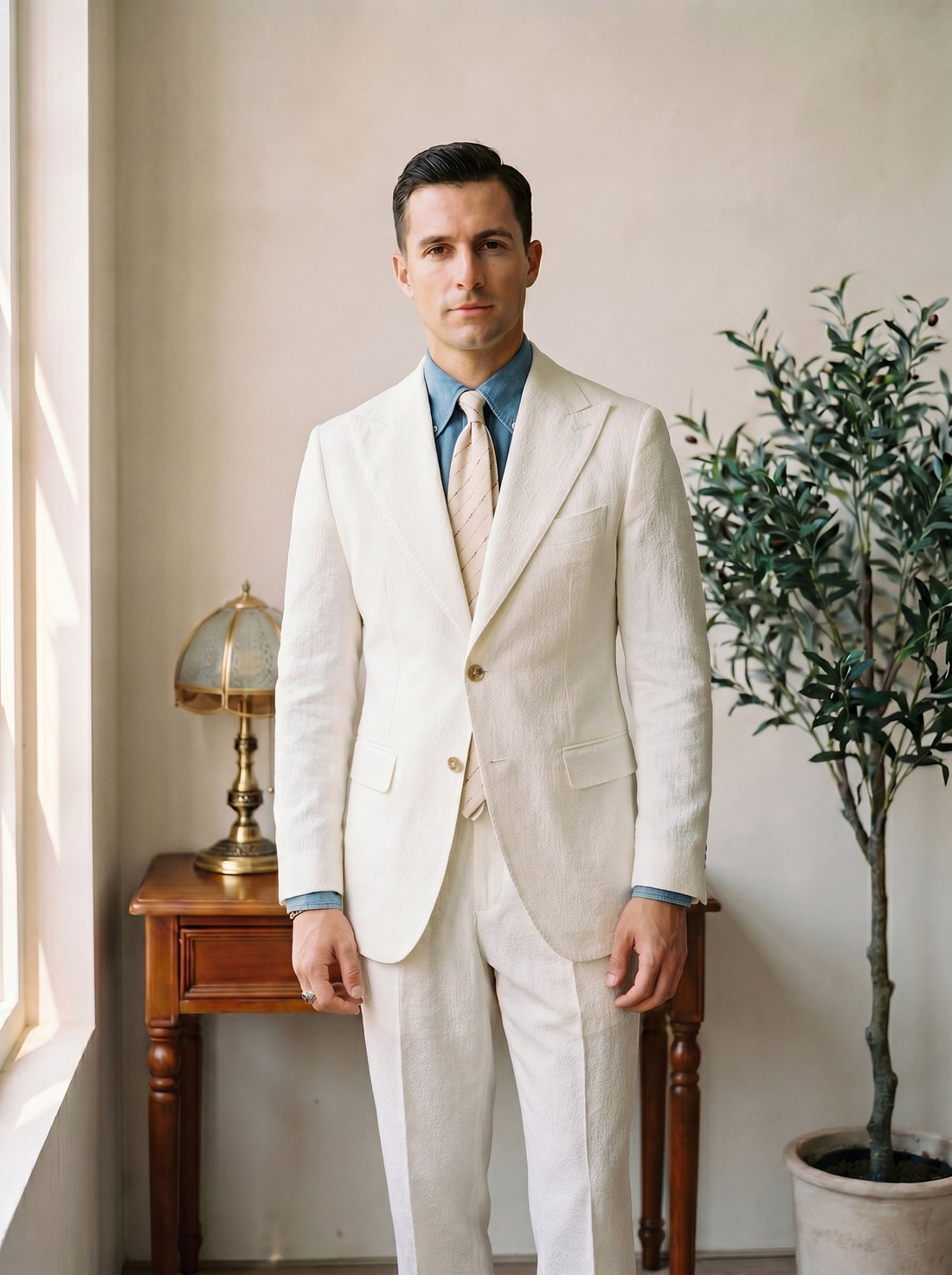 White The Girga Seersucker Blazer — hero