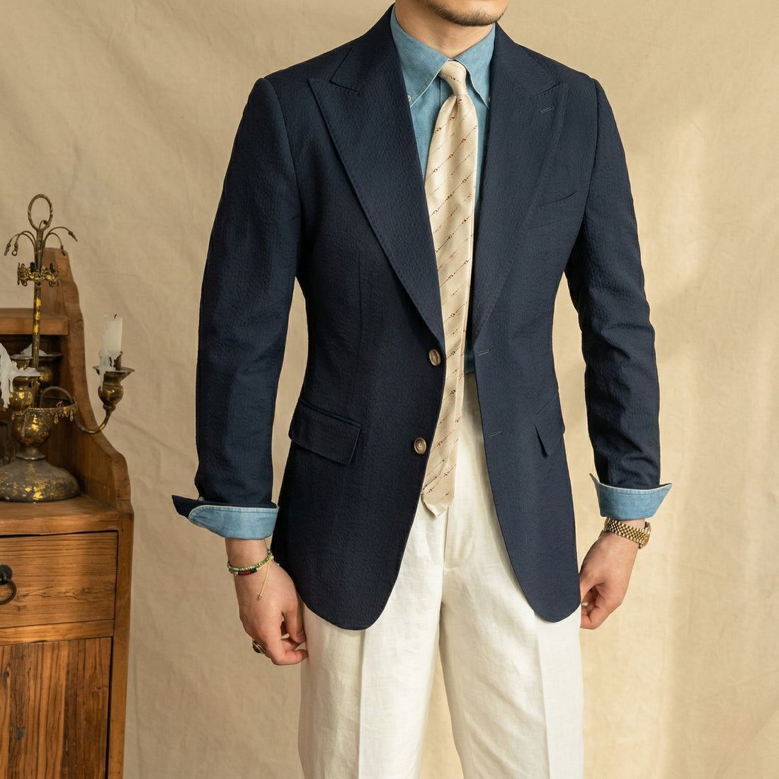 Navy The Girga Seersucker Blazer — 0