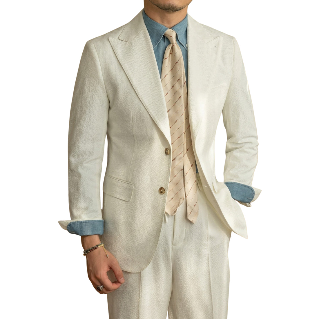 White The Girga Seersucker Blazer — 0