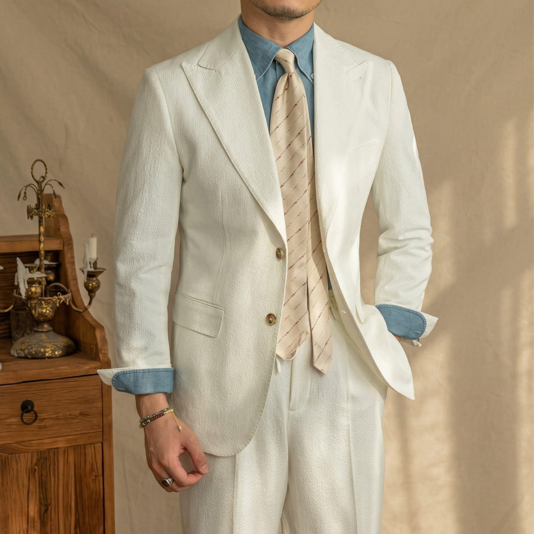 White The Girga Seersucker Blazer — 2