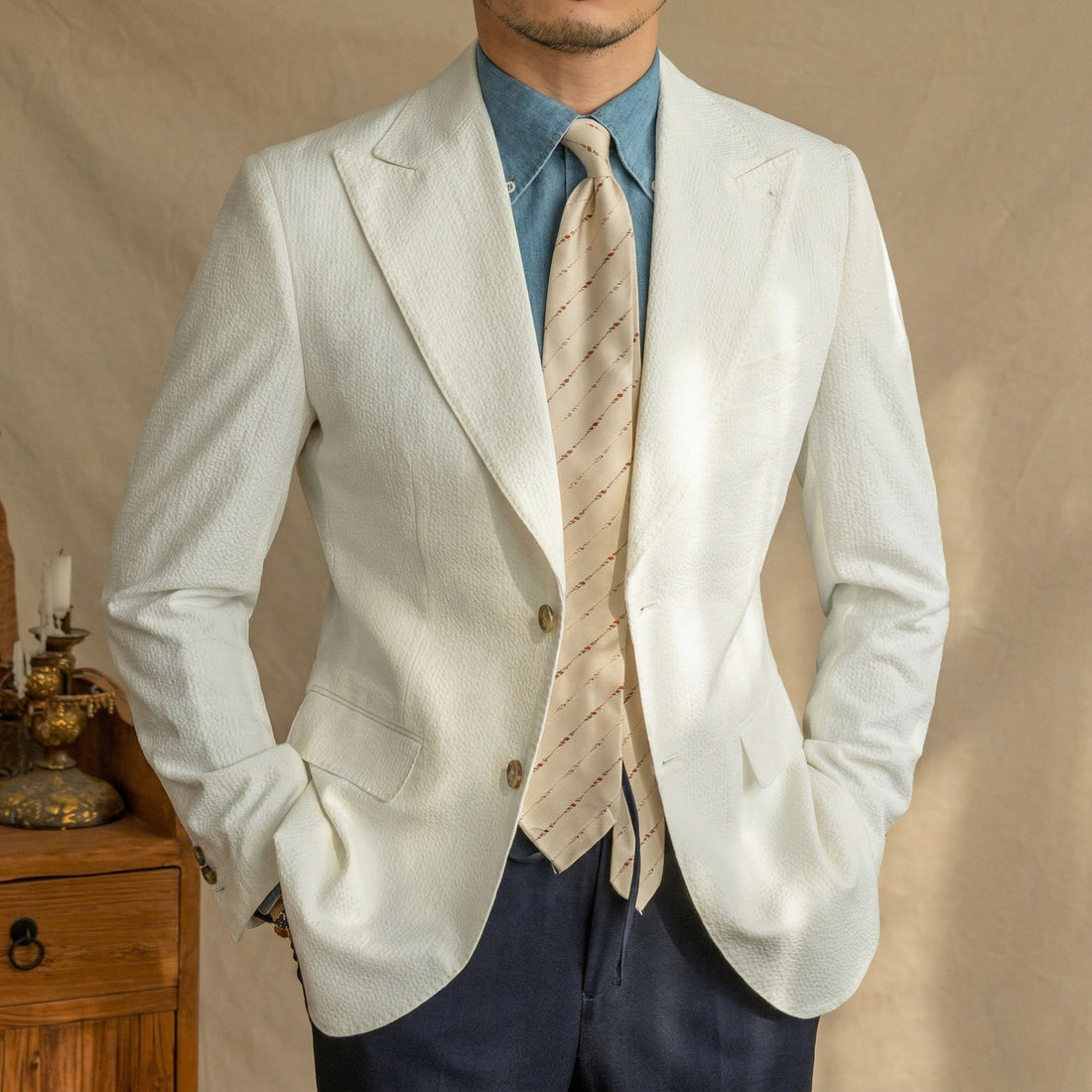 White The Girga Seersucker Blazer — 4