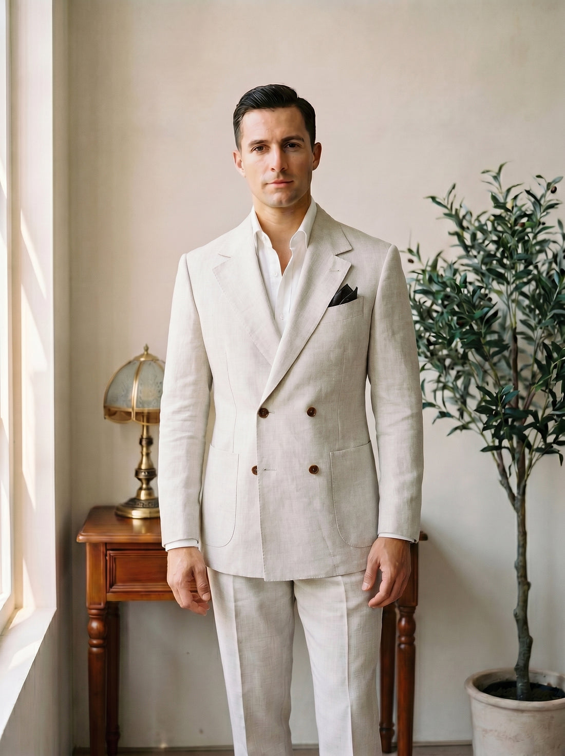 Ivory White The Lahun Linen Blazer — hero