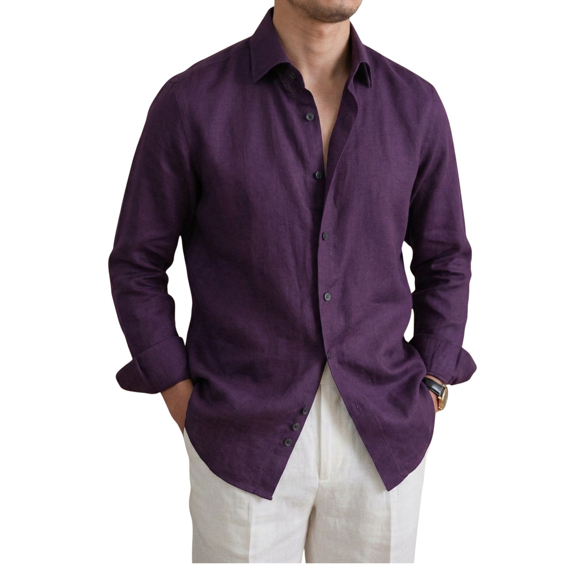 Purple The Minya Linen Shirt — 0