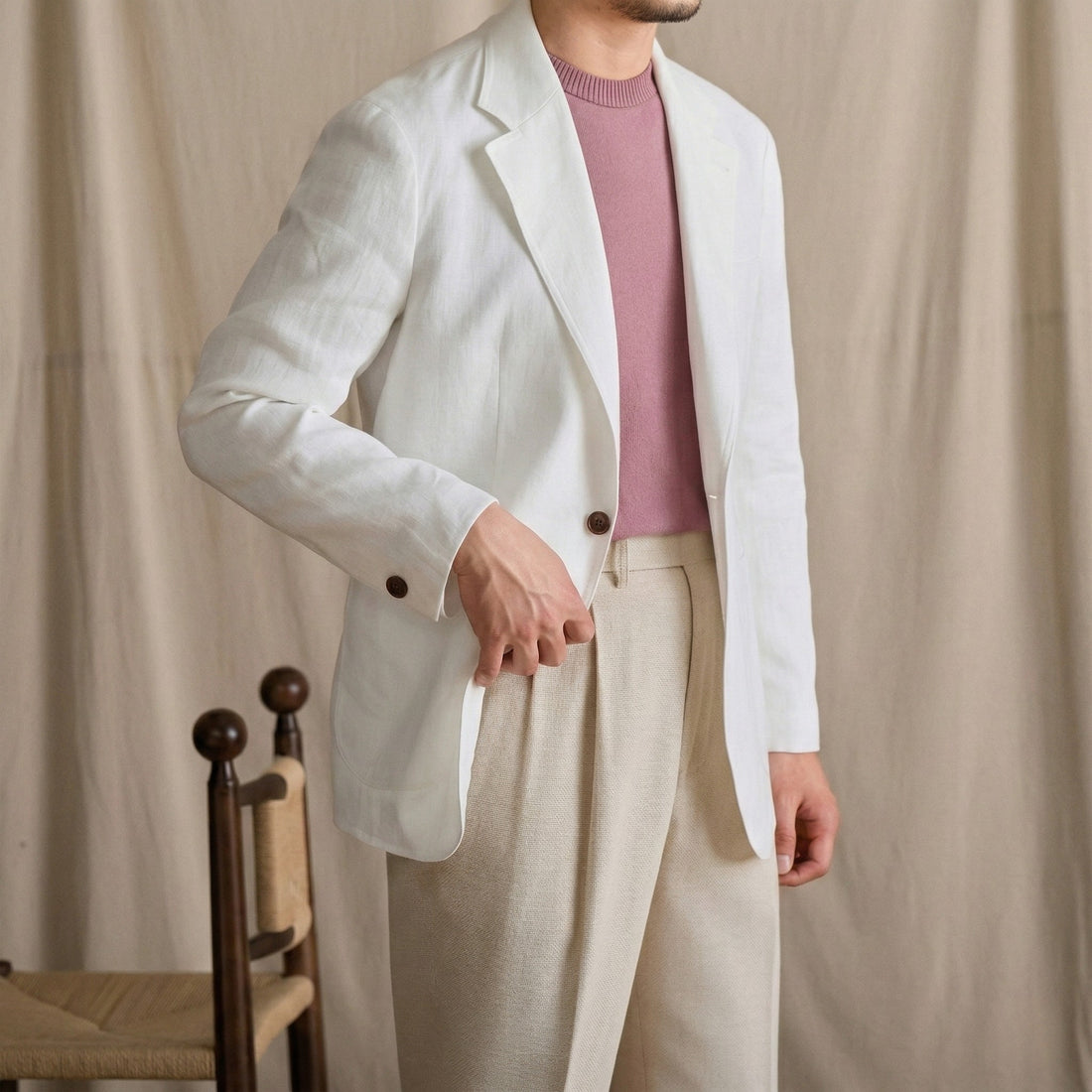 White The Philae Linen Blazer — 2