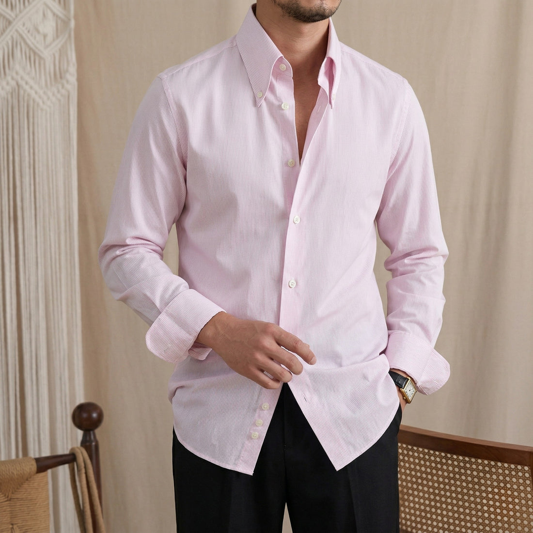 Pink The Qena Striped Shirt — 2