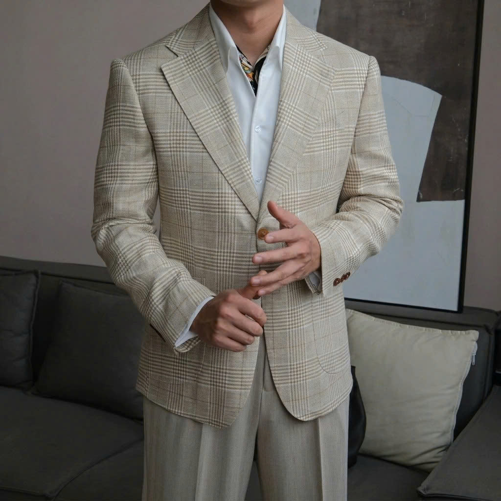 Sand Beige The Saqqara Linen Blazer — 0