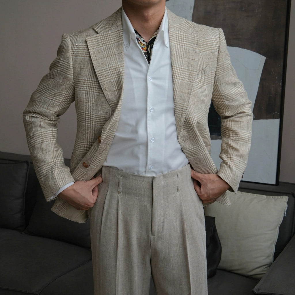 Sand Beige The Saqqara Linen Blazer — 1