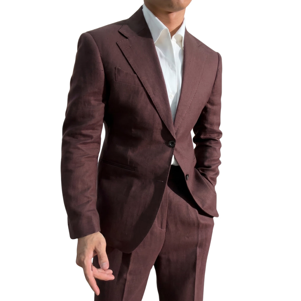 Burgundy The Siwa Linen Suit — 0
