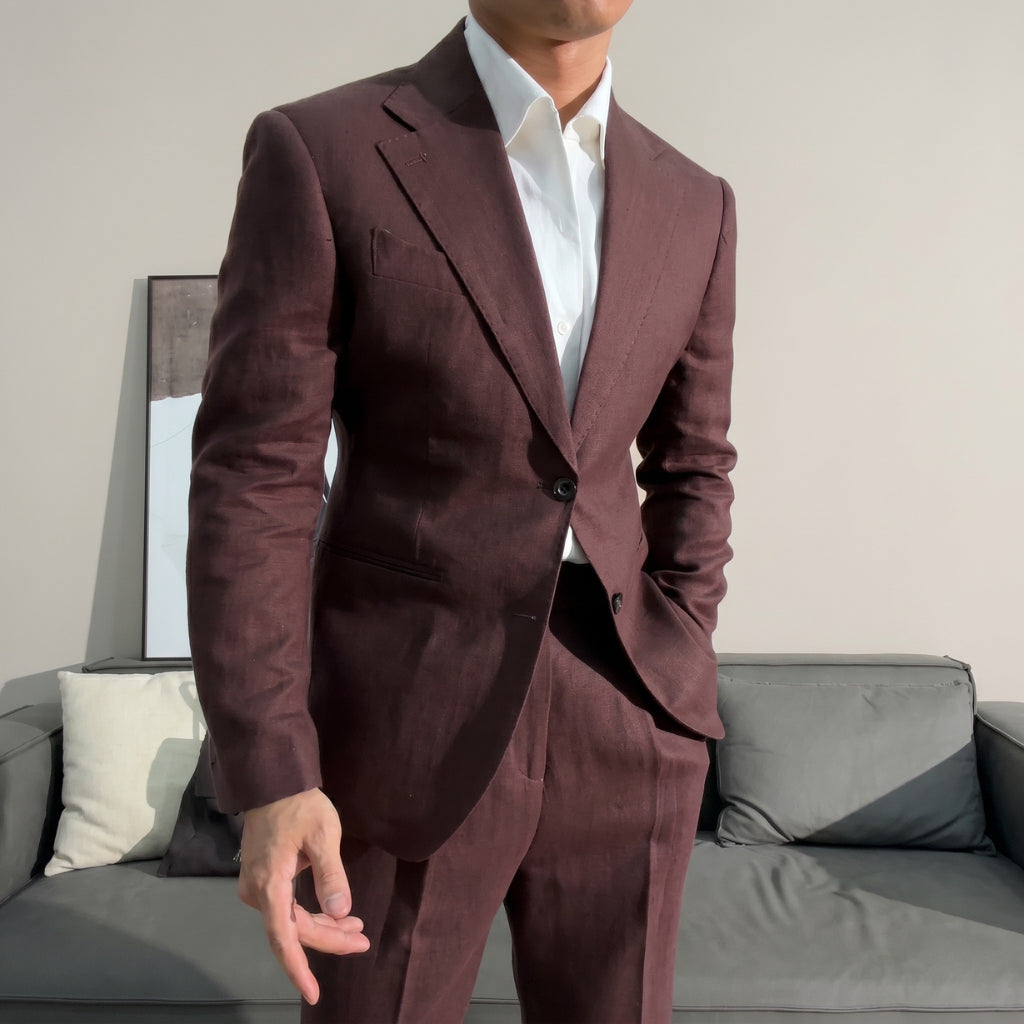 Burgundy The Siwa Linen Suit — 1