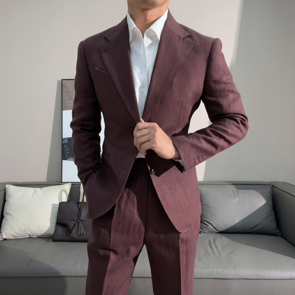 Burgundy The Siwa Linen Suit — 2