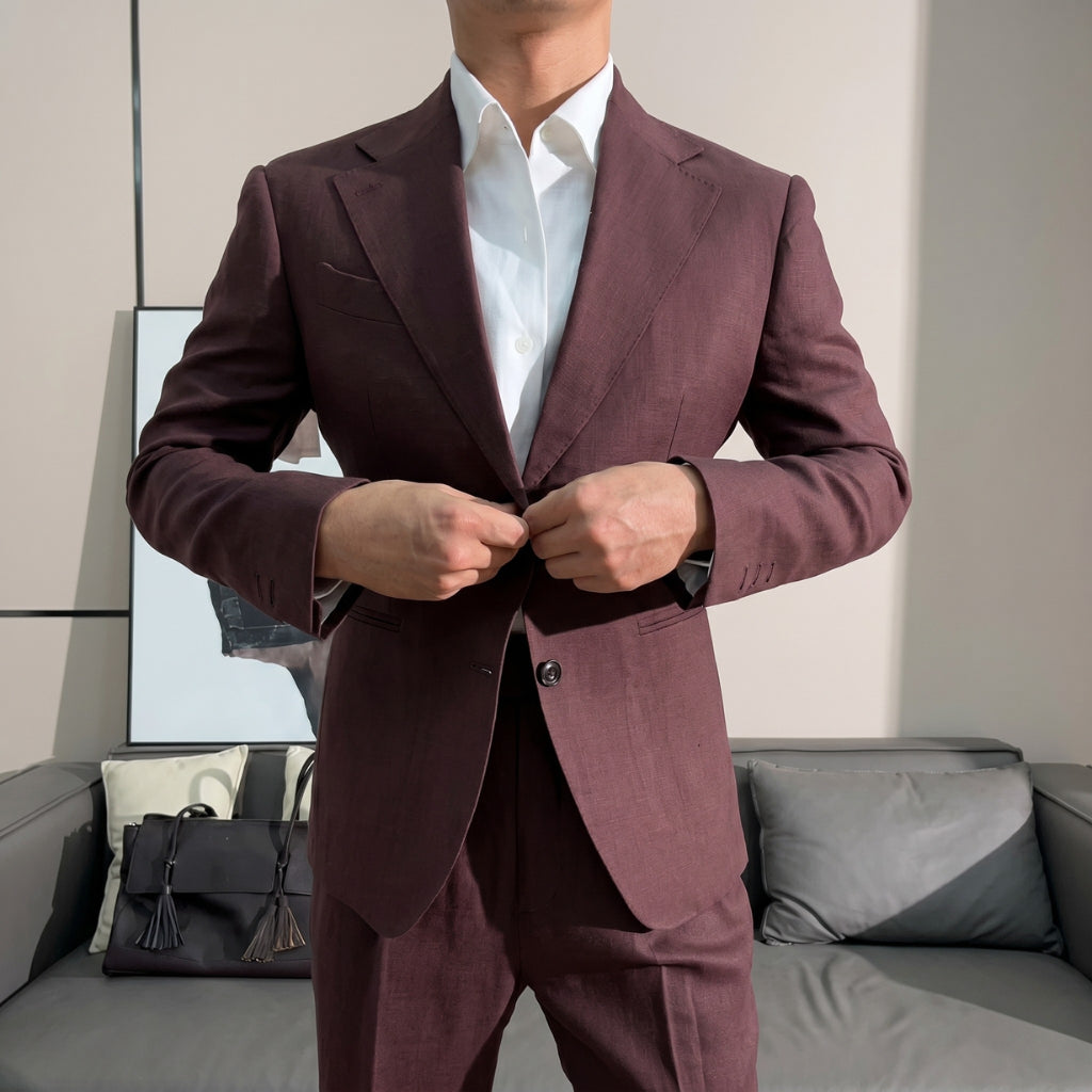 Burgundy The Siwa Linen Suit — 3