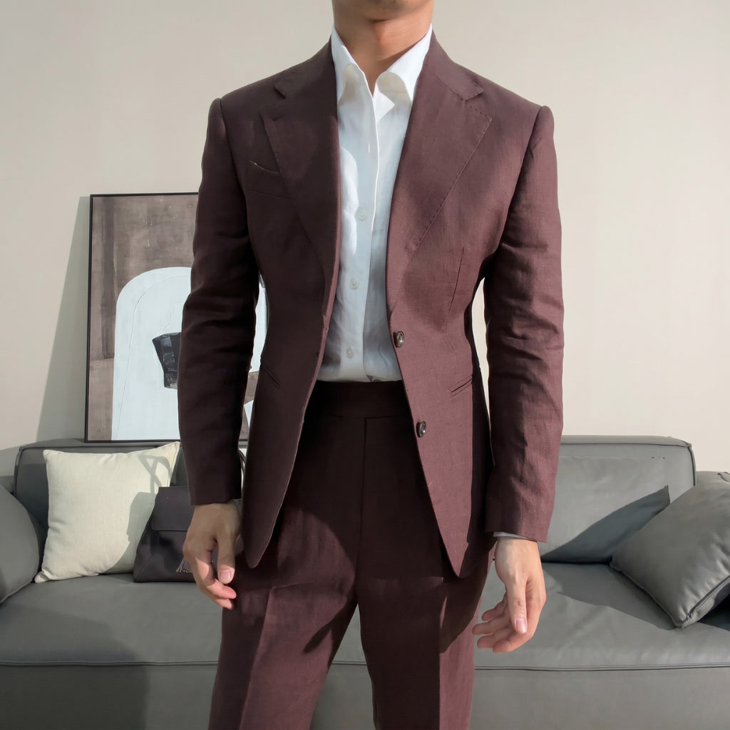 Burgundy The Siwa Linen Suit — 4