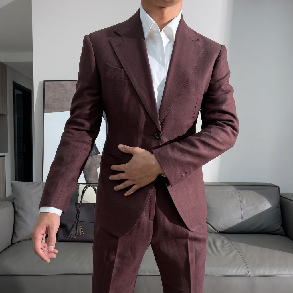 Burgundy The Siwa Linen Suit — 5