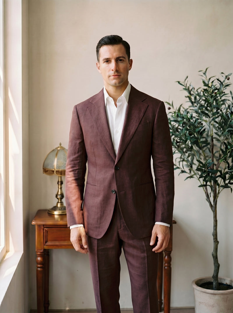 Burgundy The Siwa Linen Suit — hero