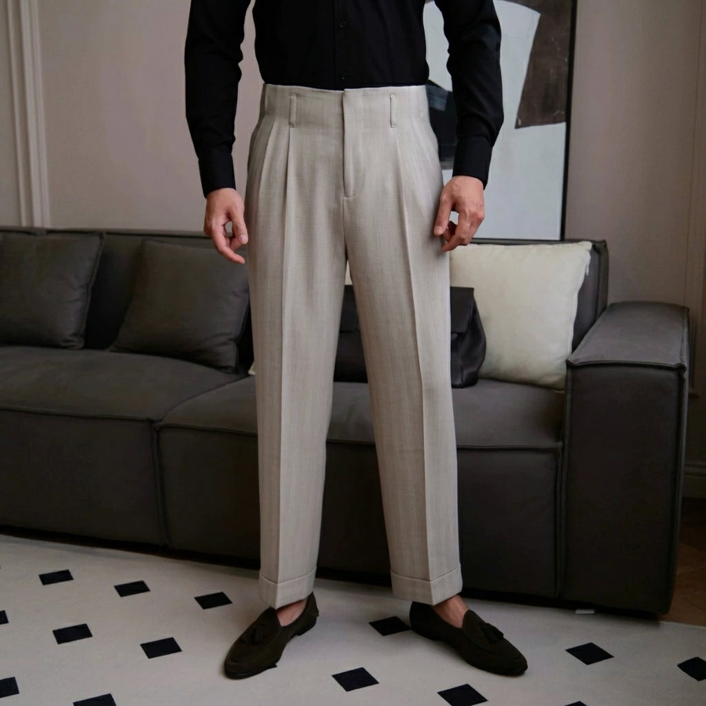 Natural The Thebes Pleated Trouser — 1