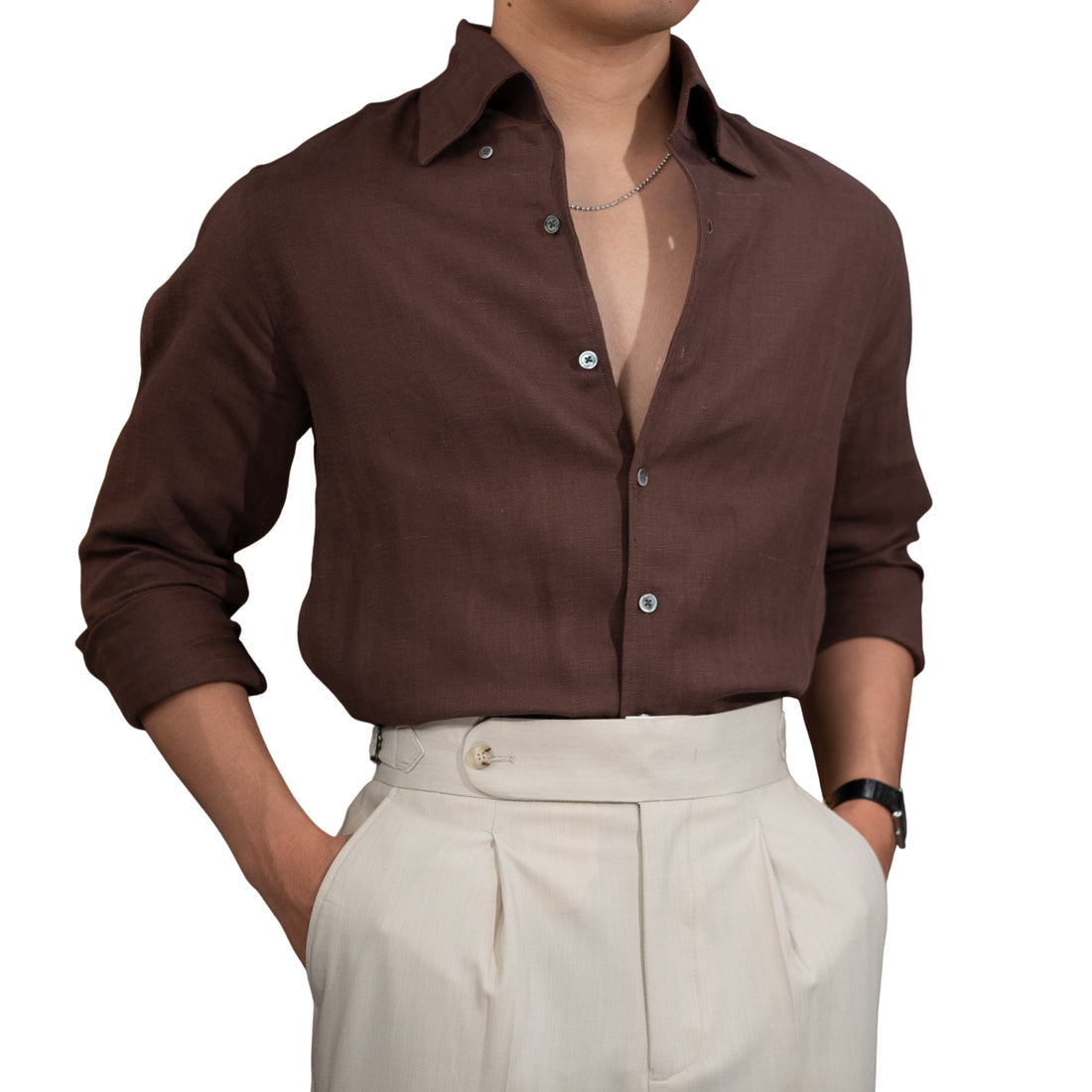 Brown The Thinis Linen Shirt — 0
