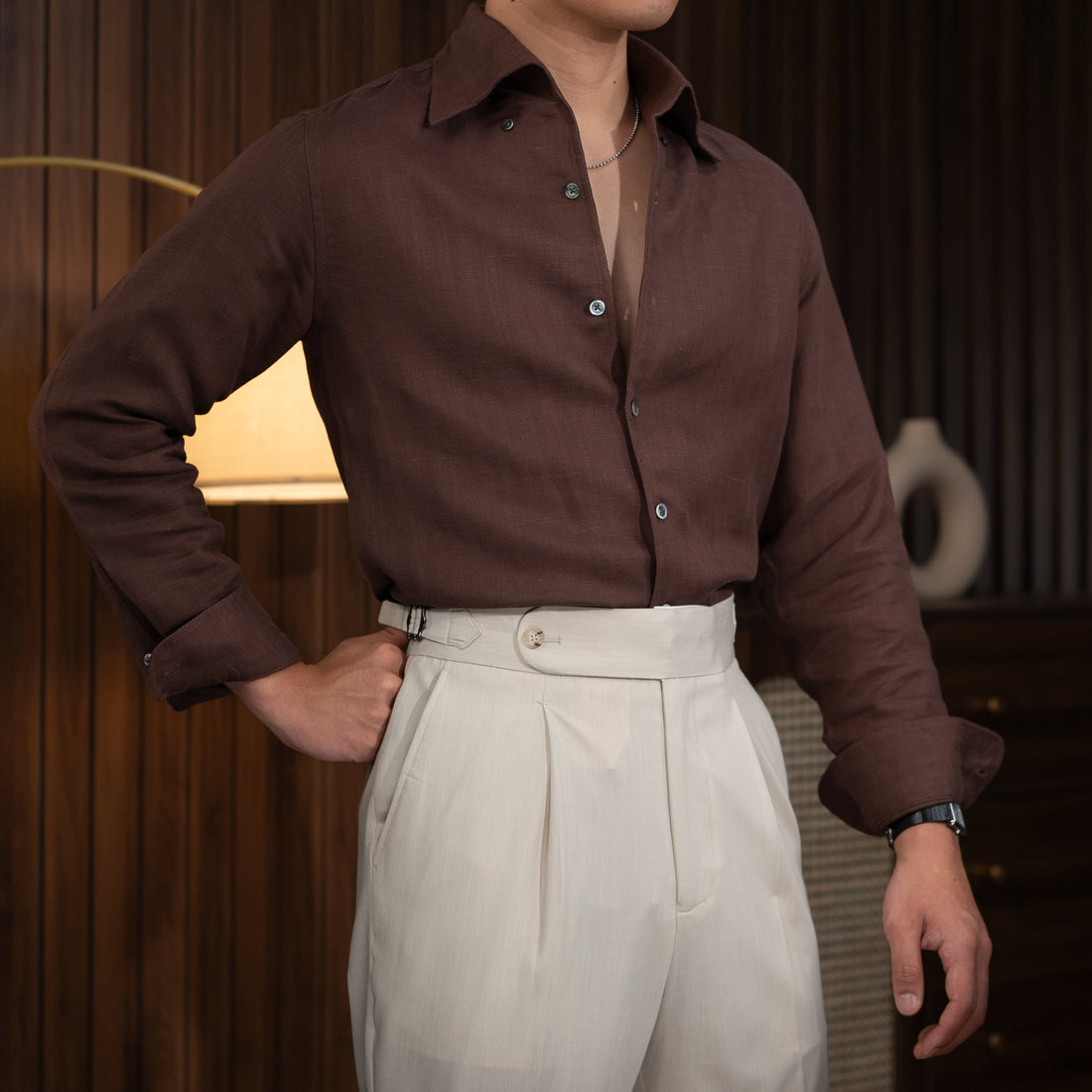 Brown The Thinis Linen Shirt — 3