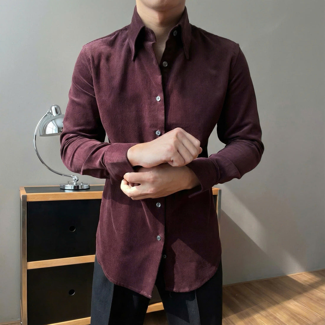 Burgundy The Tinnis Corduroy Shirt — 3